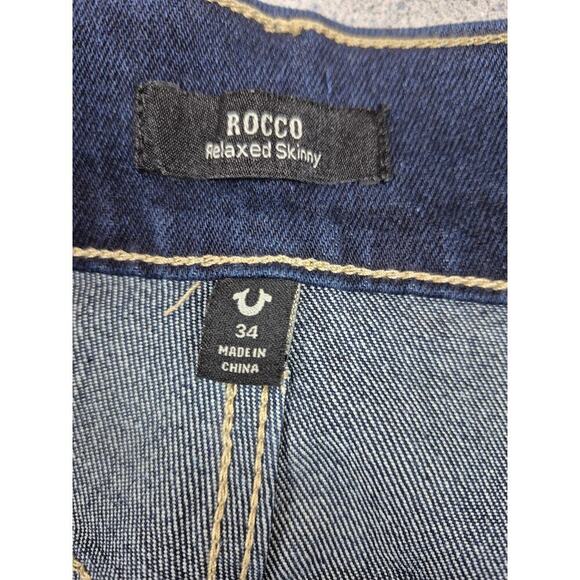 NWT True Religion Rocco Relaxed Skinny Dark Blue Jeans Sz W34 x L32 - Picture 2 of 7